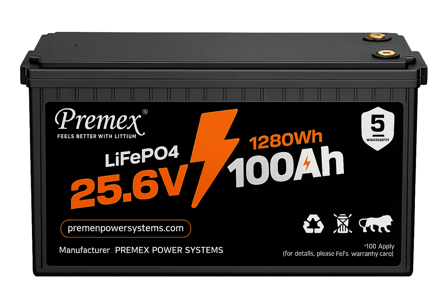 Premex - 25.6V / 100Ah Lithium Battery